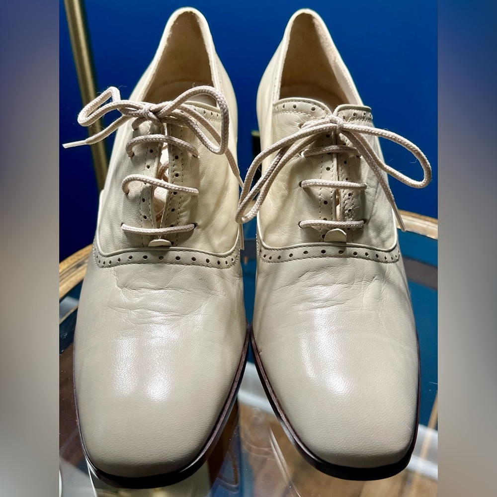 NWT 90’s Vintage Joan Halpern Oxford Lace Up heels👠 Grey/Stone. US 9 B width.